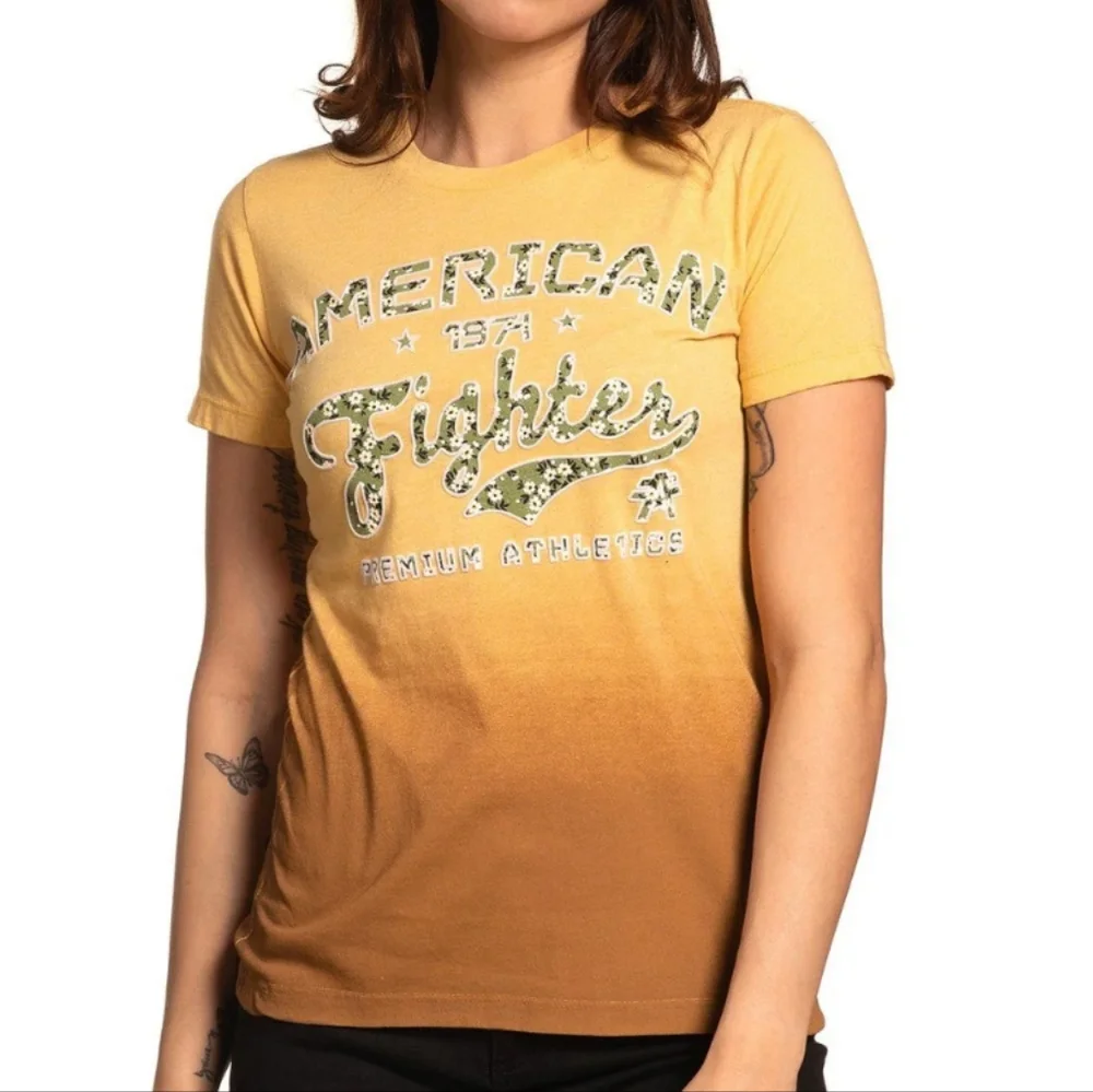 American Fighter Dailey Gold/Brown Floral Graphic Short Sleeve Tee In XS - Picture 2 of 11